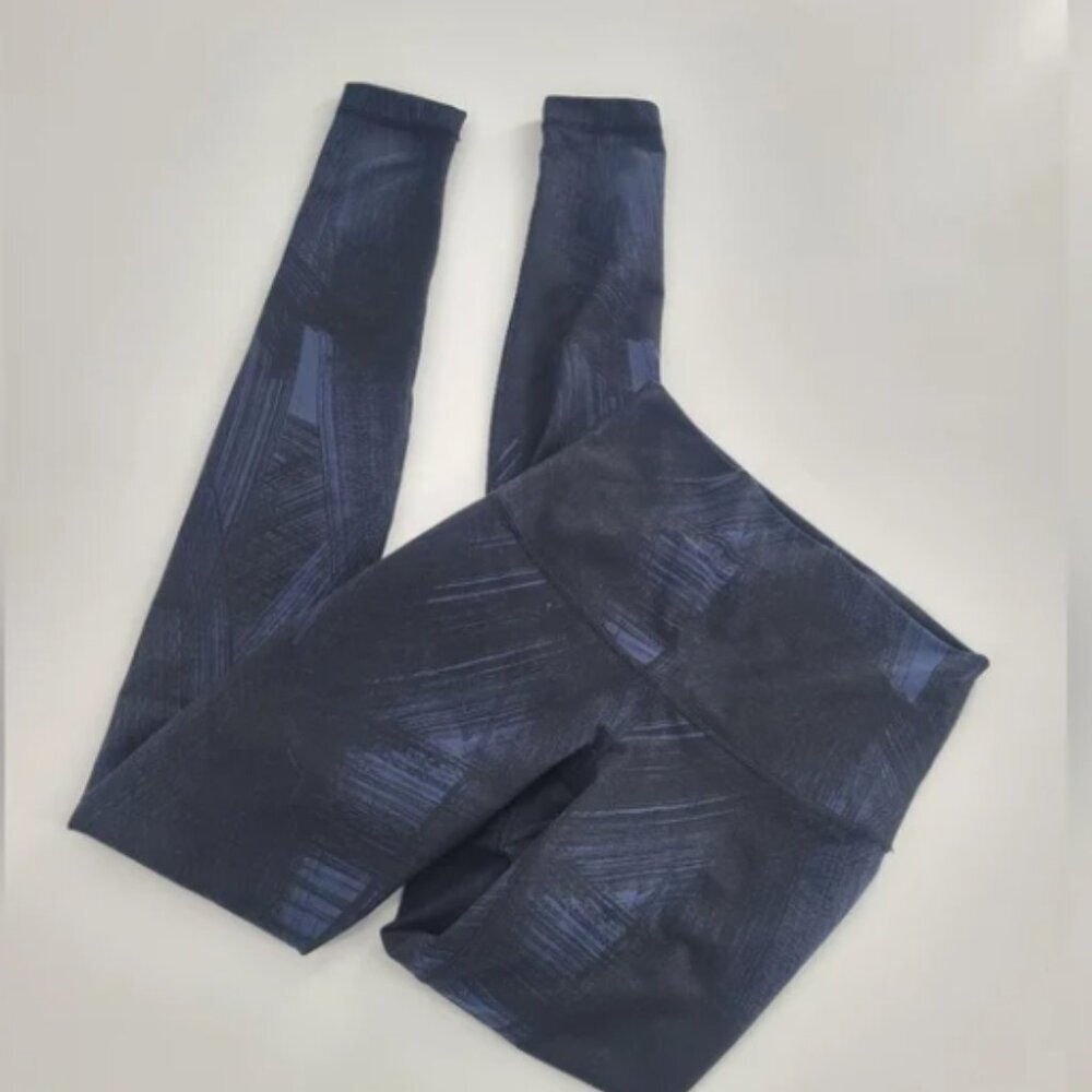 Lululemon Align High Rise Pants Black Blue Abstract Leaf Print Leggings Size 4 - Picture 2 of 5